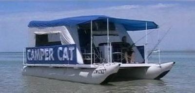 Camper Cat Pontoon Houseboats - low cost, inflatable, light 