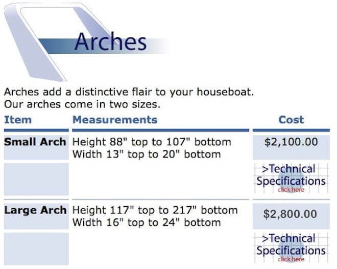 Fiberglass Houseboat Flybridge Arch - arches