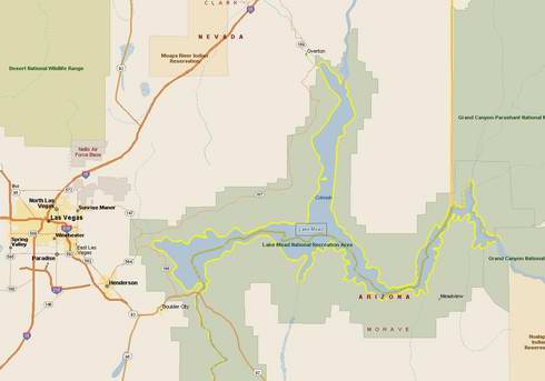 Map of Lake Mead Houseboats