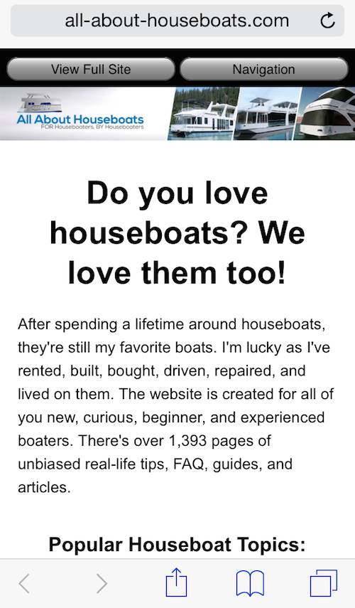 All About Houseboats is now Mobile Friendly