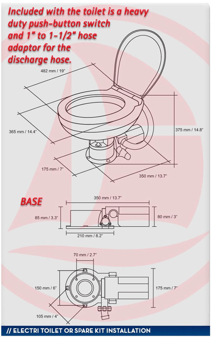 Deluxe electric toilet for houseboats