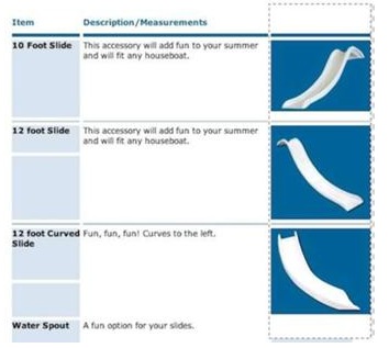 Slide options for houseboats