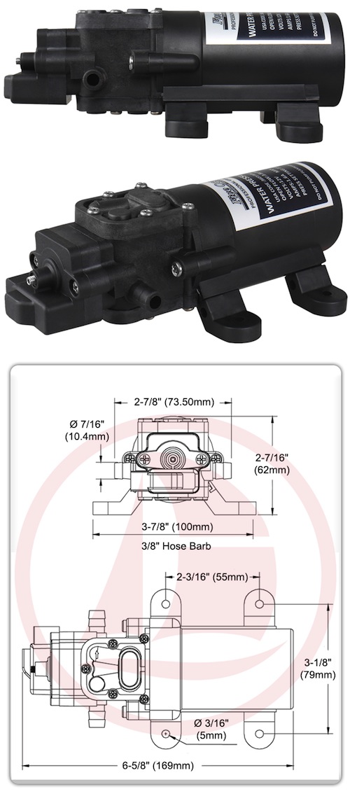 Fresh Water Pump 1.0 GPM, 12v, 35 PSI