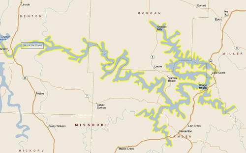 Map of Lake of the Ozarks Houseboats