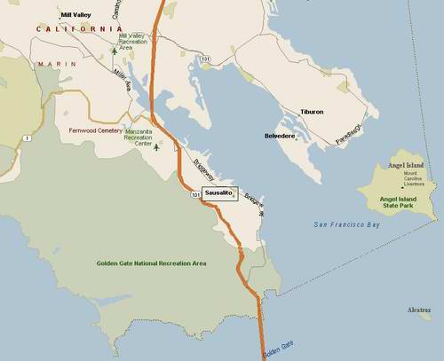 Map of Sausalito Houseboat Rentals