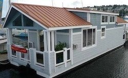 Traditional floating home cottage houseboat