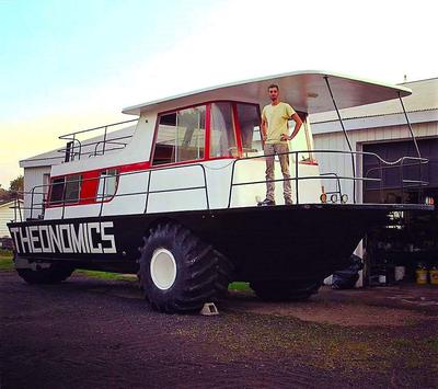 The MONSTER amphibious houseboat 