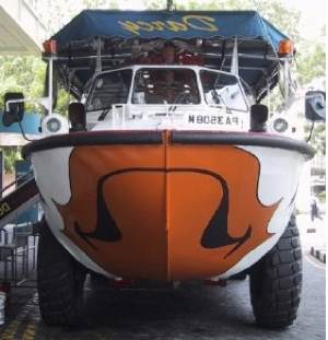 A sample of an amphibious boat for land and water.