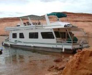 A typical pontoon houseboat 