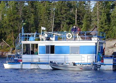 Our 1965, 46 foot, Boatel houseboat, with aluminum siding.