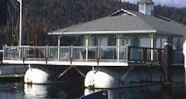 A sample floating clubhouse houseboat.