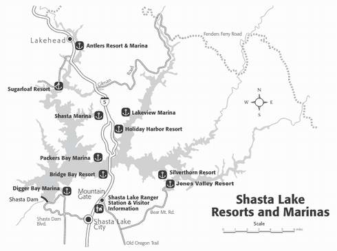 Shasta Lake Houseboat map