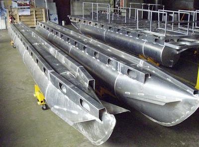 Sample of aluminum houseboat pontoons