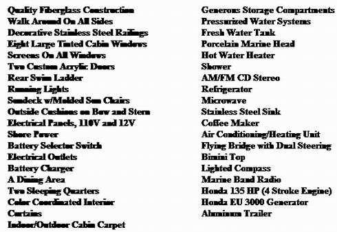 Trailerable Houseboat features